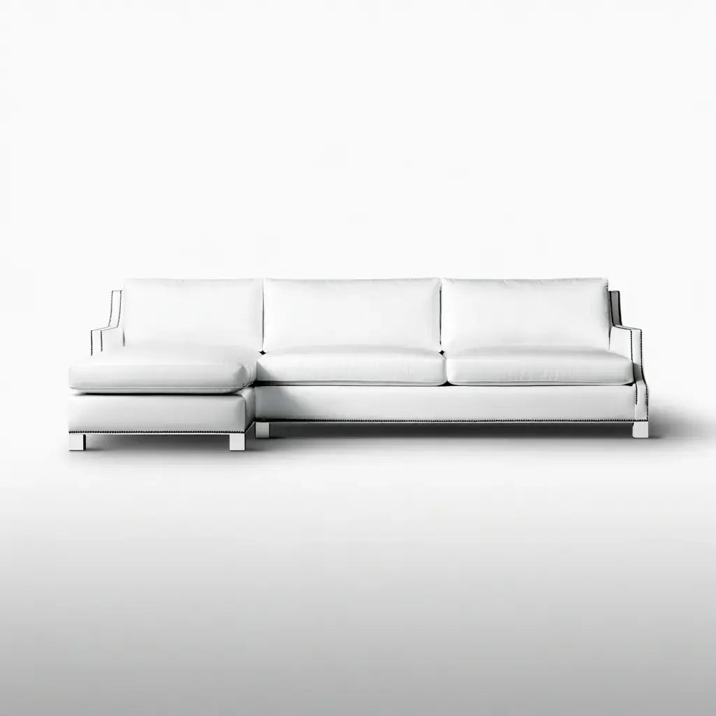 Sofá con asiento alargado y estructura tubular - blanco