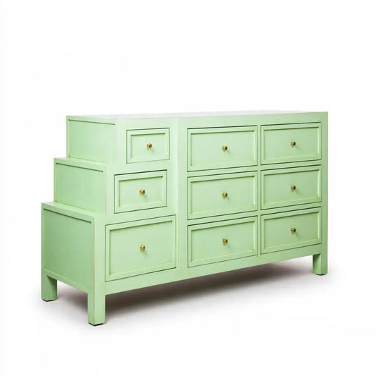 Cómoda con cajones de distintos tamaños - verde