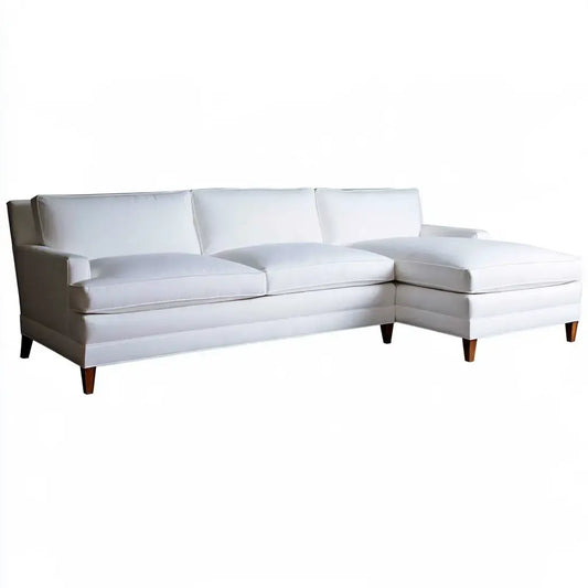 Sofá con asiento lateral alargado y respaldo liso - gris