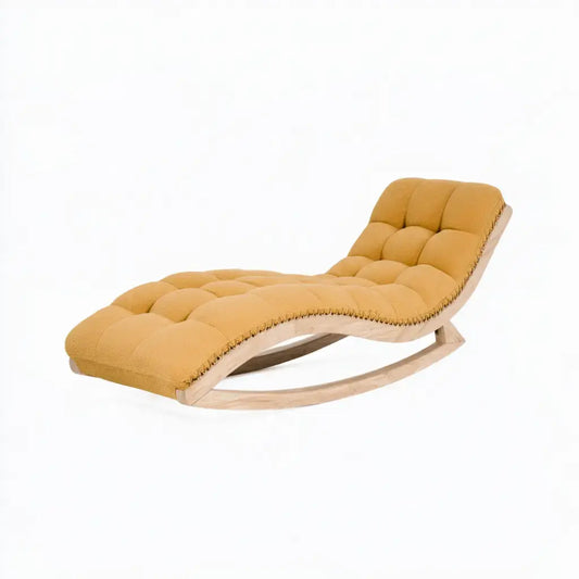 Mecedora con asiento alargado acolchado - amarillo/beige