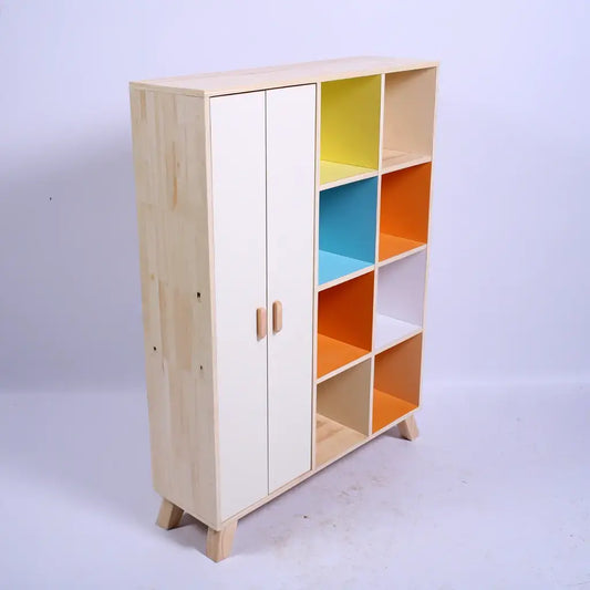 Armario con puertas lisas y nichos de colores - beige/amarillo/naranja