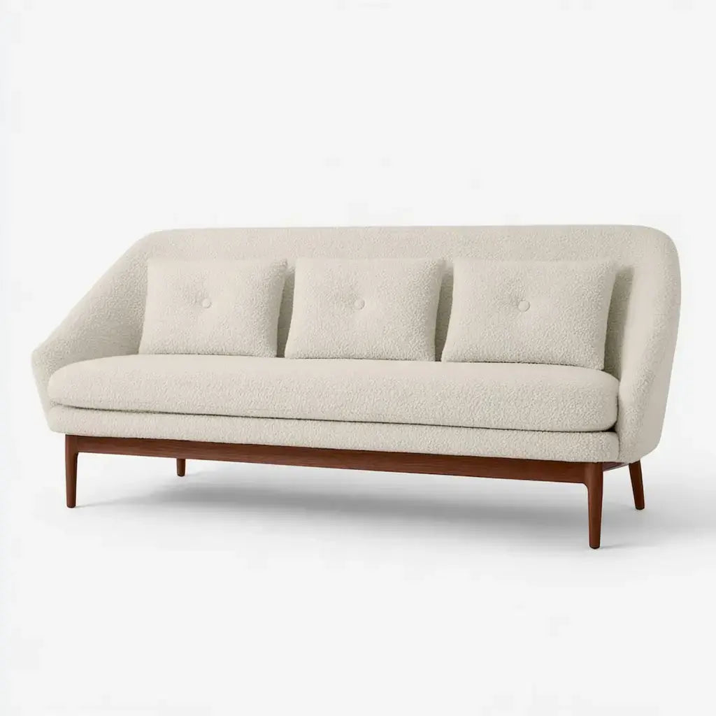 Sofá con respaldo de botones y patas finas - beige