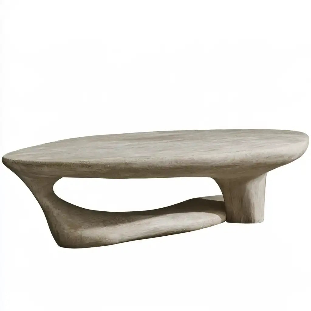 Mesa de centro con forma ovalada y base abierta - gris