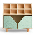 Aparador con puertas curvas y nichos superiores - beige/verde