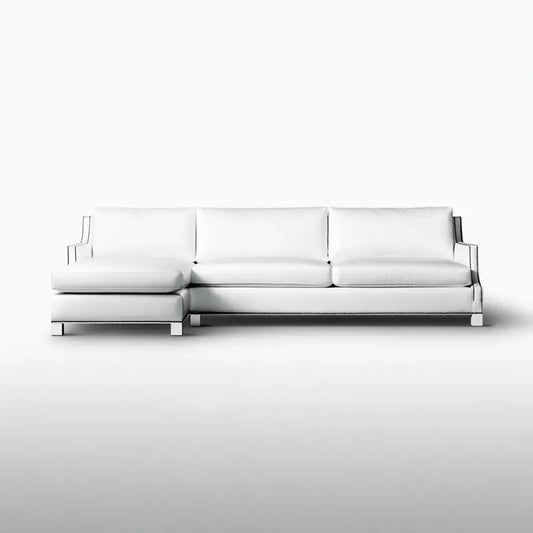 Sofá con asiento alargado y estructura tubular - blanco